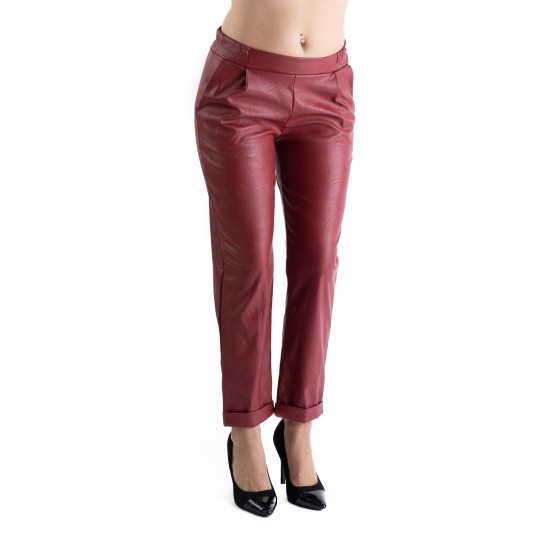 Pantaloni Piele Ecologica Grena Scarlett Marime Mare Pantaloni Piele Ecologica Grena Scarlett Marime Mare